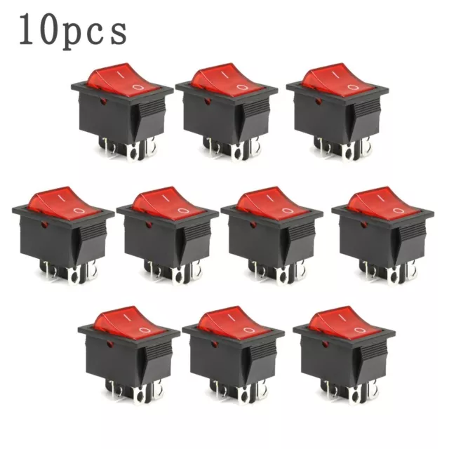 Practical 10pcs Red Light 4 Pin Rocker Switch for Effortless Plug and Play