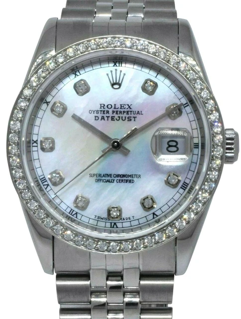 Rolex Datejust Steel MOP Diamond Dial/Bezel Jubilee Bracelet 36mm Watch 16220 Rolex Datejust Steel MOP Diamond Dial/Bezel Jubilee Bracelet 36mm Watch 16220