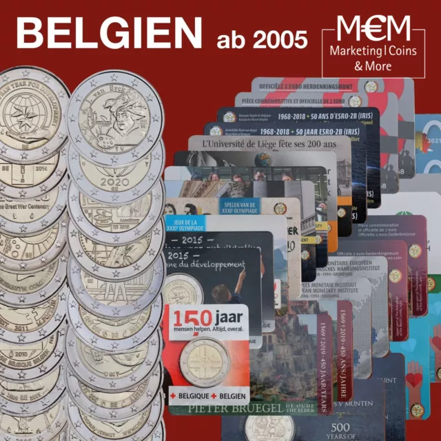 ### 2 Euro Belgien Gedenkmünzen 2005 - 2024 Alles Lieferbar ###