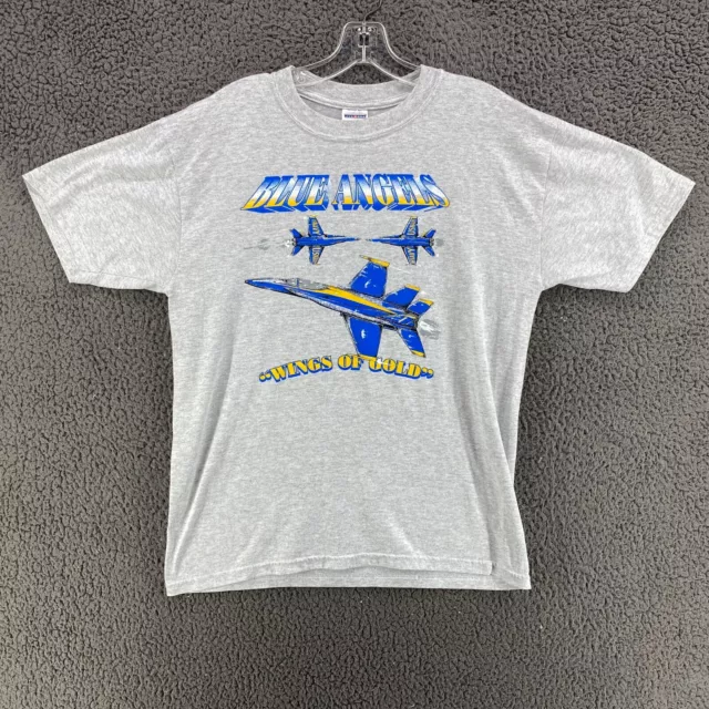 VTG 90S US Navy Pilots Blue Angels Wings of Gold Gray T Shirt Adult ...