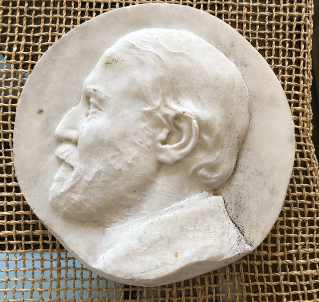 Antique Carved Marble Plaque Rondel Bas Relief Portrait