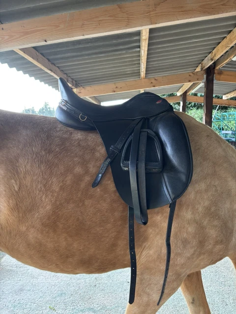 17", Marron: Selle anglaise Tige cuir Trekking avec arceau en bois