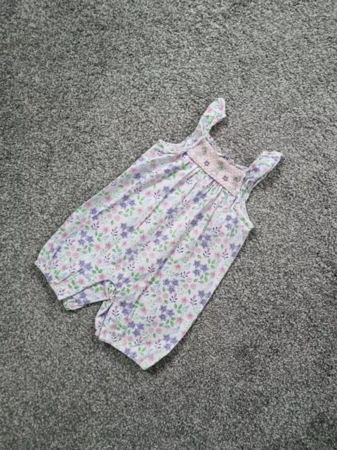 Baby Girls Jojo Maman Bebe Romper Outfit 3-6 Months Smocked Floral rabbits x