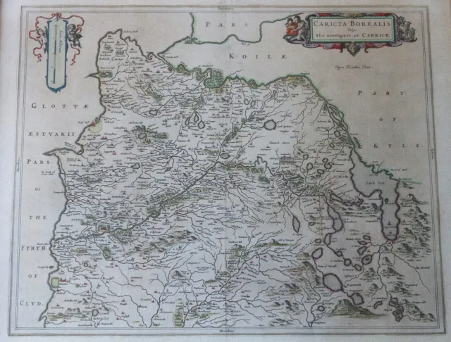 Joan Blaeu - Original 1654 Map – North Part of Carrick – Antique Ayrshire Map