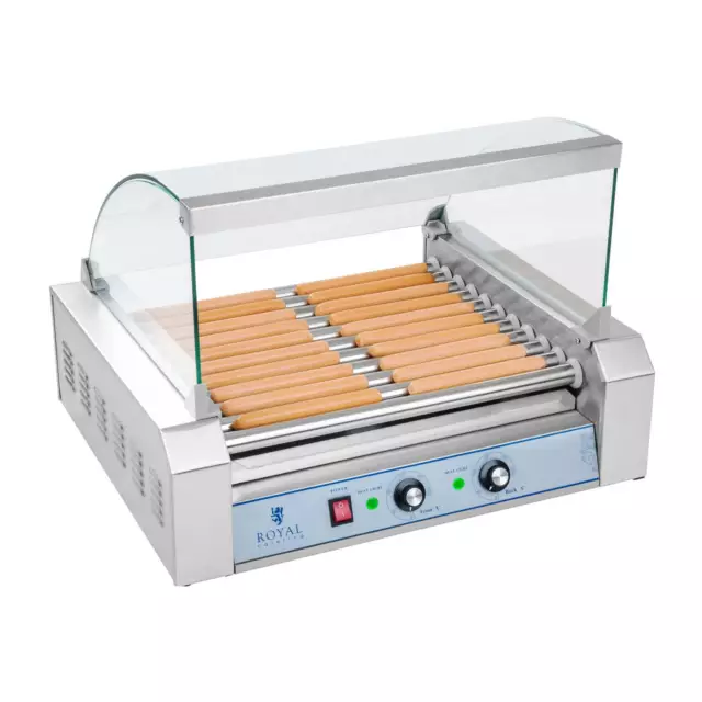 Macchina 11 Rulli Hot-Dog Wurstel Salsicce Hotdog Maker Professional 2 2Kw+Vetro