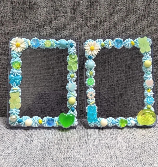 Blue Creamy Decoden/Decorated Toploader Frame/Kpop Photocard Sleeve 2pack Set