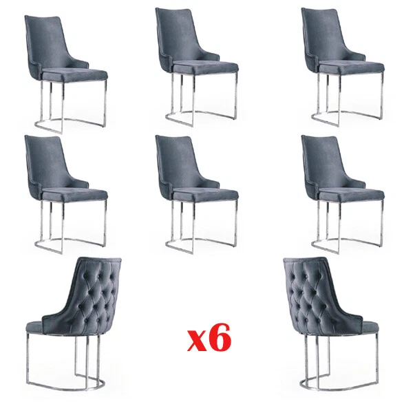 Ensemble 6 chaises salle à manger modernes velours, Vert | France