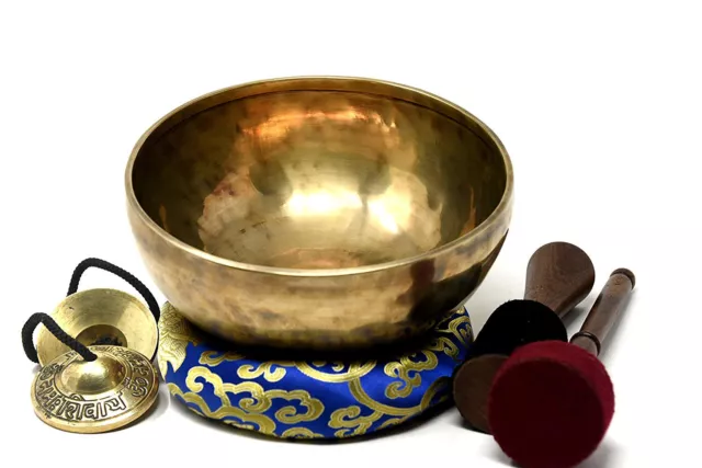 9 Inch Heart Chakra Note F Singing Bowl  with Tingsha Cymbol -Sound Healing Bowl