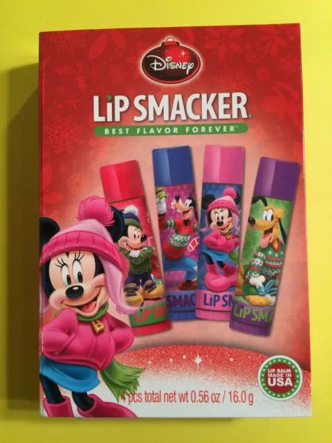4 Lip Smacker Lip Balms ~ Disney Mickey Mouse Holiday Limited Edition ~Free Gift