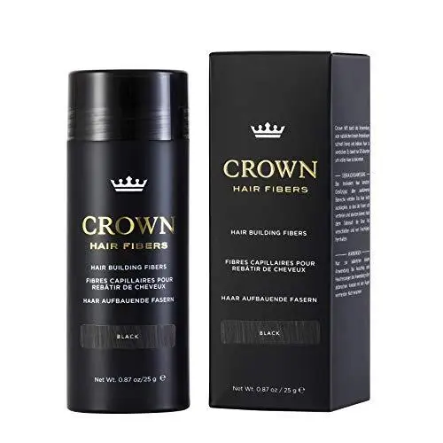 CROWN HAIR FIBERS for Thinning Hair (BLACK) - Instantly Thickens Thinning
