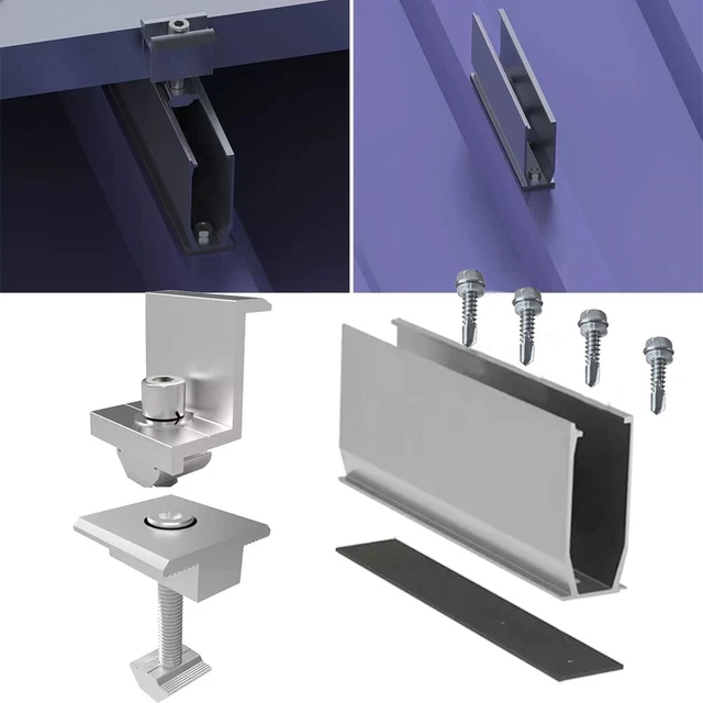SOLAR PANEL RAIL Bracket Set PV Systems Roof Mounting Racking Aluminium ...