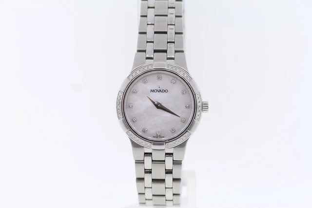 Ladies Movado 0606073 METIO Diamond Accented Stainless Steel Watch