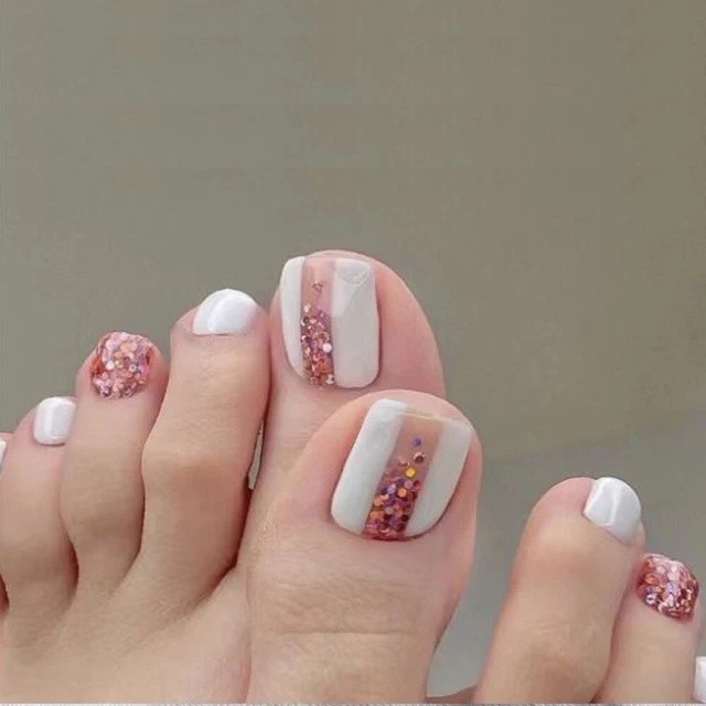 Wearable Manicure False Toe Nails Faux Fingernails Foot Nail Tips  Women
