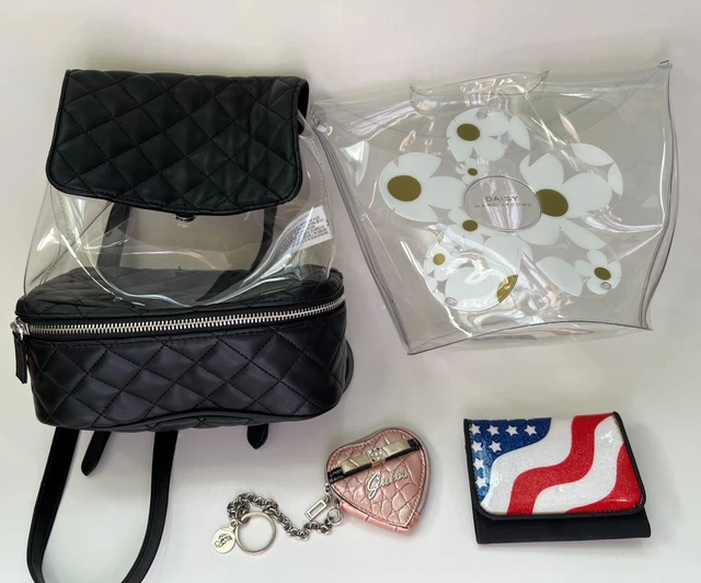 Clear/Black Backpack-Daisy Marc Jacobs Clear Bag-Guess heart coin purse-Wallet Clear/Black Backpack-Daisy Marc Jacobs Clear Bag-Guess heart coin purse-Wallet