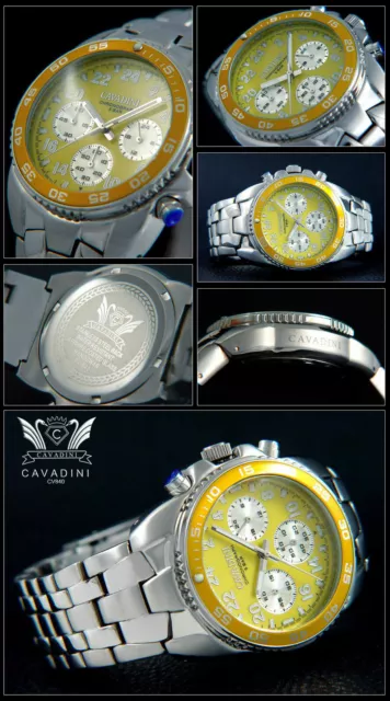 Cavadini Man o ´ War Orologio da Uomo Cronografo Acciaio Inox Giallo