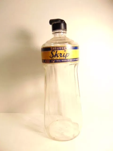 Vintage Sheaffer's Skrip Writing Fluid glass bottle with spout on lid