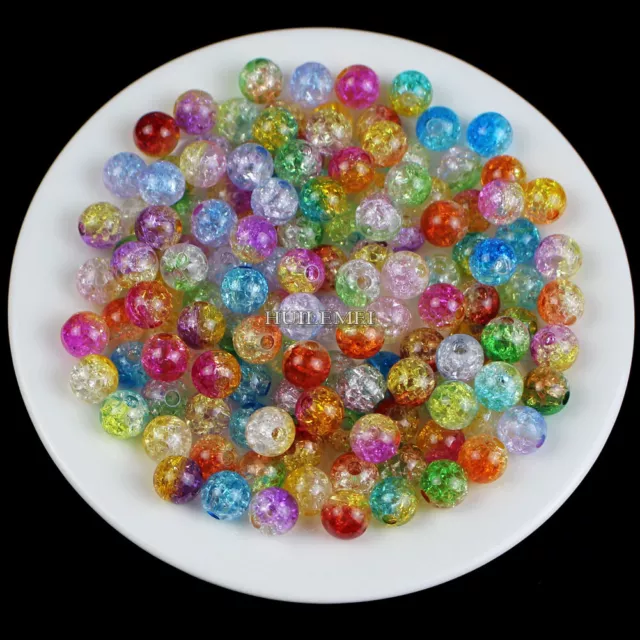 100pcs 8/10/12 mm Mixed Acrylic Cracked Loose Spacer Beads for Jewelry Making 3