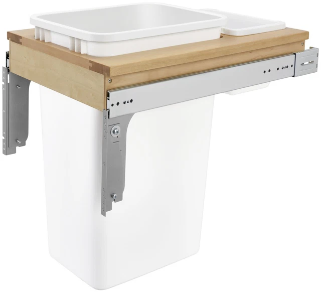 Rev-A-Shelf 4WCTM-1850DM-1 4WCTM Top Mount Single Bin Trash Can - Natural Wood