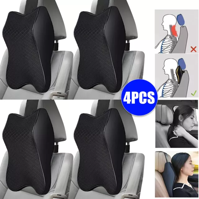 4X Travel Pillow Memory Foam Neck Support Car Seat Headrest Cushion Breathable