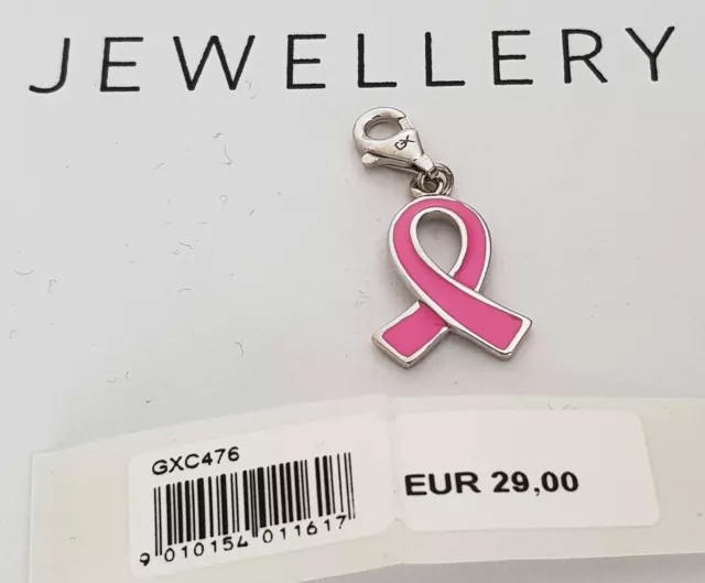 GOOIX Silber 925 Damen Charm Charms Anhänger Schleife Band Pink Ribbon NEU 304