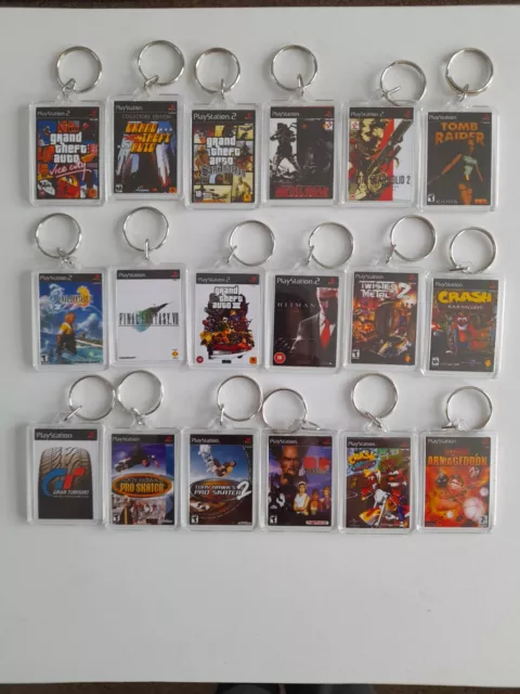 retro PlayStation game inspired Keyring/Bag tag *DOUBLE SIDED* Multiple options