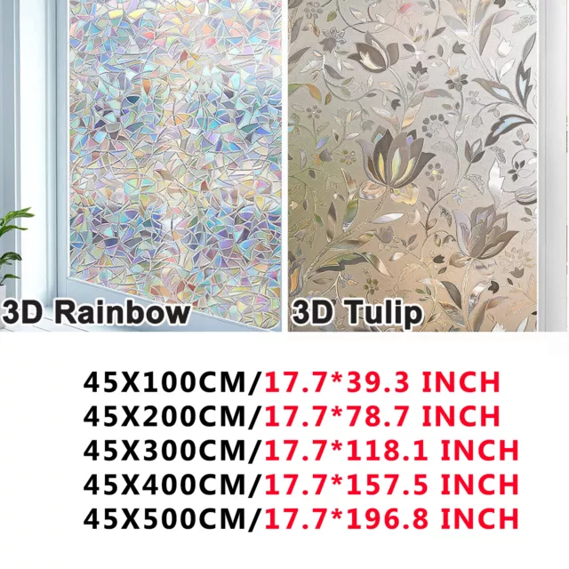 3D Rainbow Window Film Stained Glass Static Cling Sticker Frosted Home Privacy