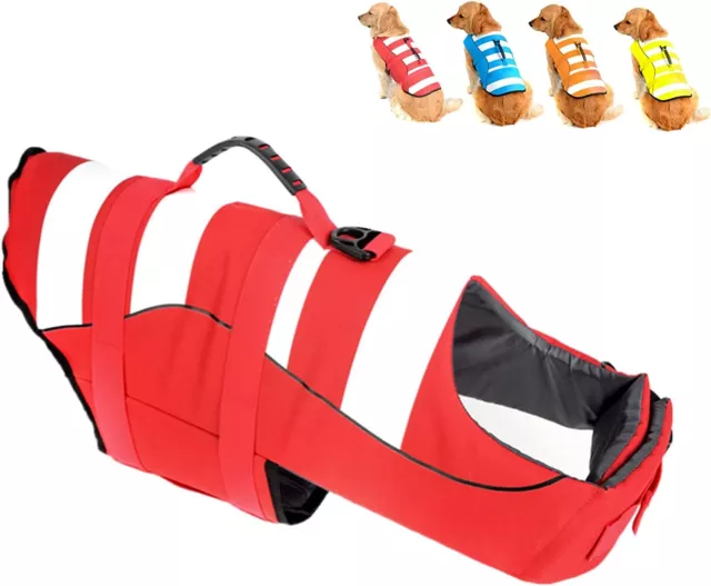 Fragralley High Visibility Dog Life Jacket Safety Swimming Rescue Vest