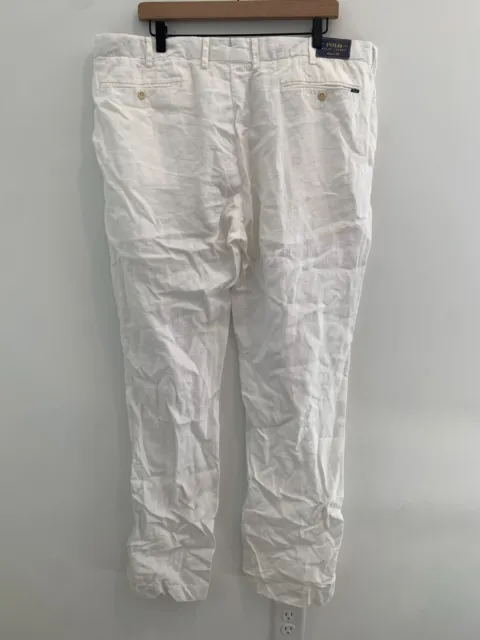 NWT Polo Ralph Lauren Linen Chino Pants Mens Size 40BX34 White Summer Resort 3