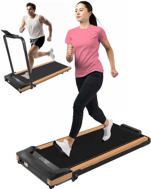 2 IN 1 Under Desk Treadmill Walking Pad, 2.25HP Wood Folding Electric