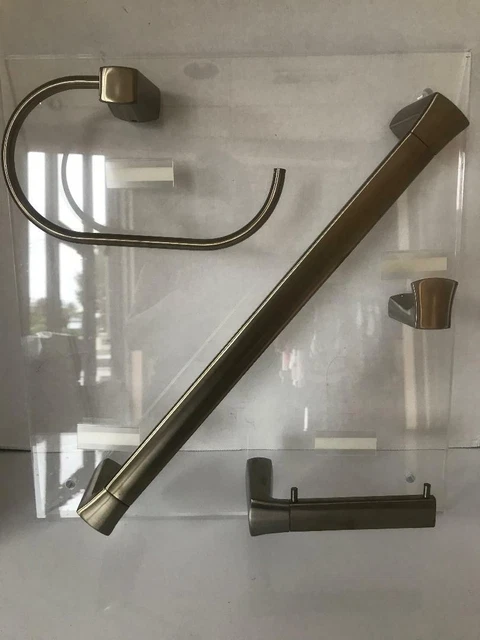 Fortis San Marco Brush Nickel Toilet Tissue Holder, Robe Hook, Towel Bar & Ring