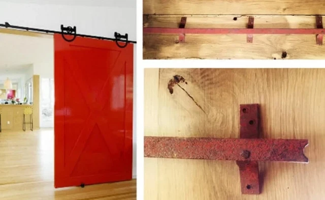 Vintage Barn Door Track for Sliding Door Rollers Hangers Two 4' Sections 8' 3