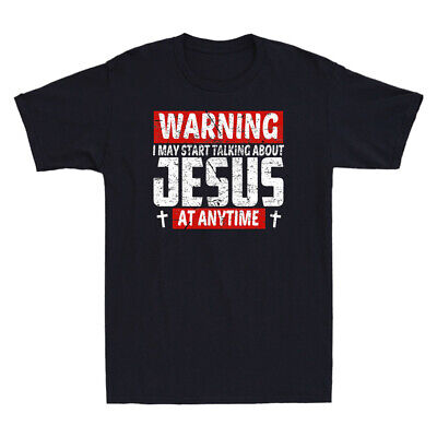 Warning I May Start Talking About Jesus At Any Time Funny Vintage Men's T-Shirt