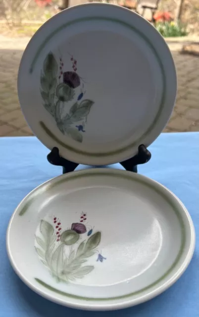 Set of 2 Buchan Stoneware Hand Painted Thistleware Thistle Plates Scotland