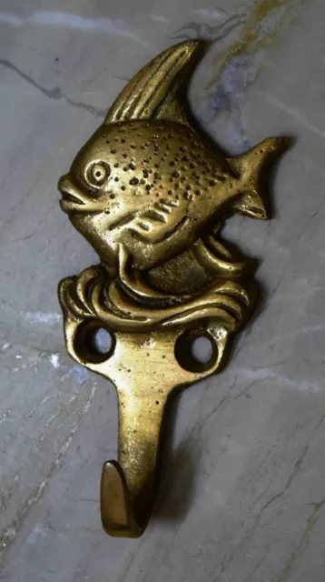 Brass Fish Handmade Wall Hook Shape Nautical Design Jacket hook wall Dec MJ134