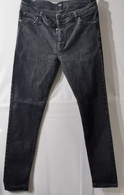 ASOS dark grey skinny fit mid rise stretch cotton denim jeans size 12 32"W 34"L