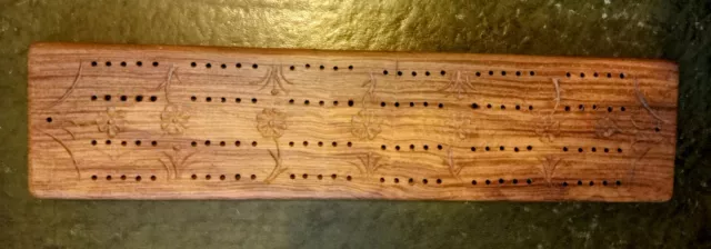 Vintage wooden cribbage board, Hardwood And Probably Walnut.