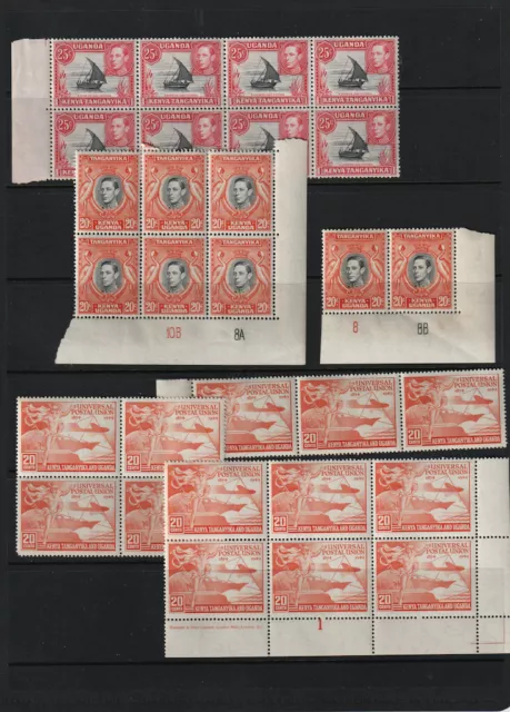 British Africa, KUT (#103-108) MNH Blocks, Pairs Strips Plate Numbers