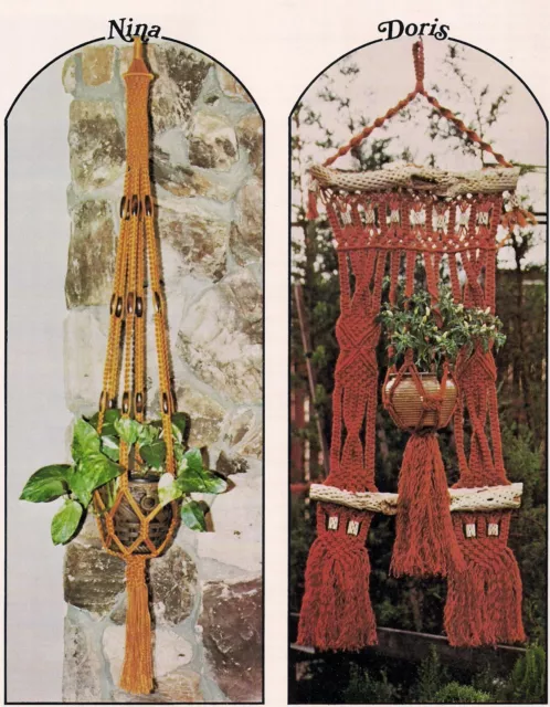 Patrones de colgador de plantas con flecos - Libro de artesanía: # 843 perchas de macramé por dentro y por fuera 2