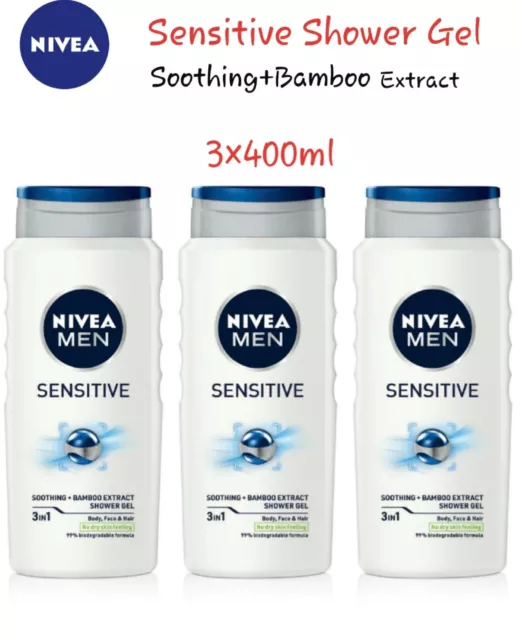 NIVEA MEN Sensitive Shower Gel - 3×400ml