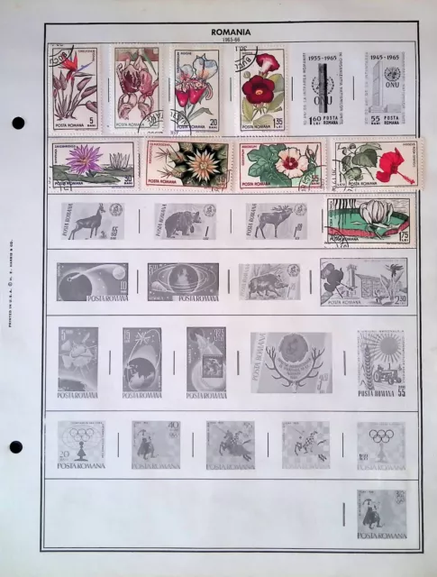 Used Romania Postage Stamps on Harris Album Page 1965-1967