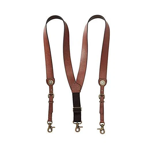 Nocona Belt Co. Men's Bullet Concho Gallus Leather Suspenders Medium Brown