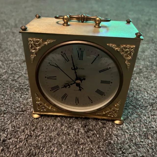 Rare Vintage Estyma Quartz Gold Clock Retro Working