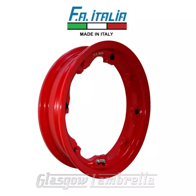 Single TUBELESS WHEEL RIM in RED for Lambretta Scooters Italian by FA Italia