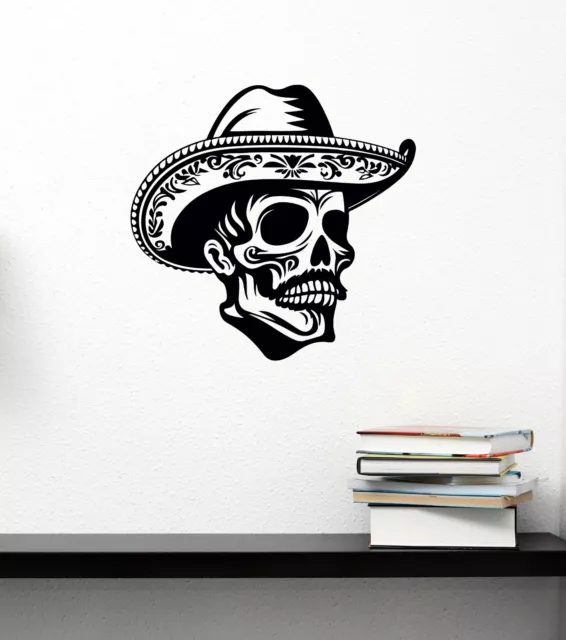 Skeleton Vinyl Wall Decal Mexican Mustache Day of the Dead Stickers Mural k356