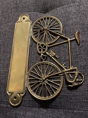 Brass Bicycle Bike Wall Mount With Name Plate (blank)