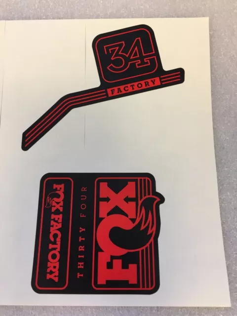 FOX 34 FACTORY Series Fork Red Left & Right Decal Set 34mm Stickers ...