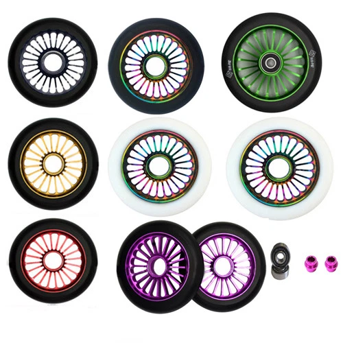 2 ruedas para silla de ruedas 110 mm 8 mm eje abec 11 rodamientos metal núcleo 88a pu