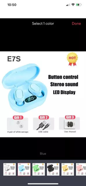 ETS TWS kabellose Kopfhörer Bluetooth Ohrhörer Steuerung Sport Headset blaufarbig 2
