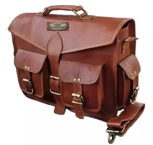 Homme Véritable Mallette Neuf Vintage Bandoulière Cuir Sac Ordinateur Portable