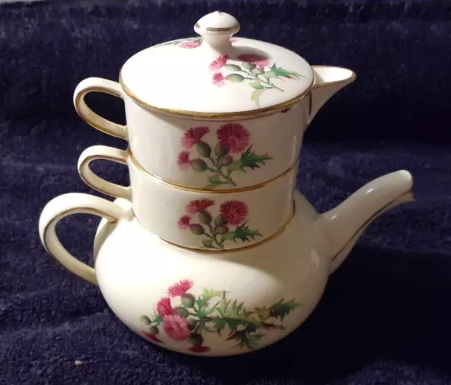 Royal Winton Grimwades Scotch Thistle Stacking Teapot 4 pcs-England-Chip-1507